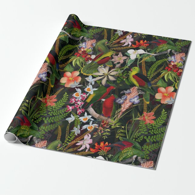 Papier Cadeau Vintage Perrot Jungle 1 Motif (Déroulé)