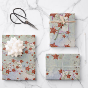 Papier Cadeau Vintage Pétales de Noël Feuille d'emballage