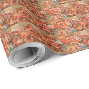 Papier Cadeau Vintage Pierre Auguste Renoir bleu rose Anémones W
