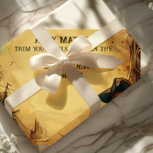 Papier Cadeau Vintage Pirate Anniversaire Fête Ahoy Matey Ancien