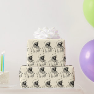 Papier Cadeau Vintage Pirates, croquis de Buccaneer par Howard P