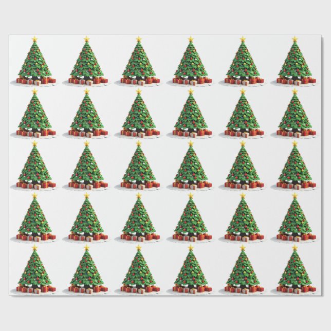 Papier Cadeau Vintage Plush Christmas Tree Art (Plat)