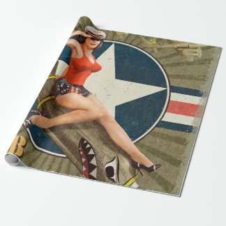 Papier Cadeau Vintage poster with pin-up girl on bomb. abstract,