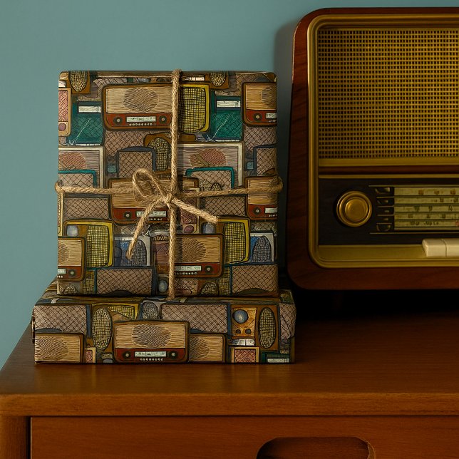Papier Cadeau Vintage Radios (Créateur téléchargé)