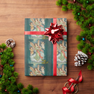 Papier Cadeau Vintage Retro Anges de Noël
