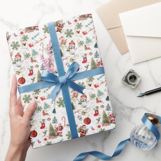 Papier Cadeau Vintage Retro Festive Rouge Noël (Cadeaux)