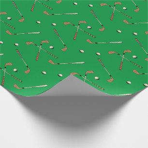 Papier Cadeau Vintage Retro Golf Club Balls Motif Green