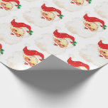 Papier Cadeau Vintage Retro Jolly Vieux Père Noël Motif<br><div class="desc">Papier d'emballage à motifs avec une image vintage d'un visage rétro santa claus. Joyeux et joyeux avec des joues roses rondes.</div>