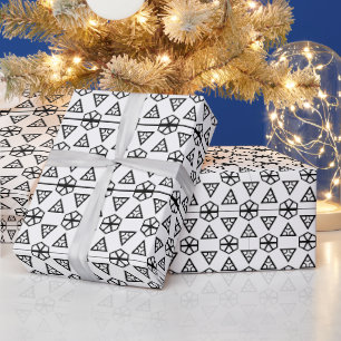 Papier Cadeau Vintage rétro noir et blanc du milieu du siècle mo