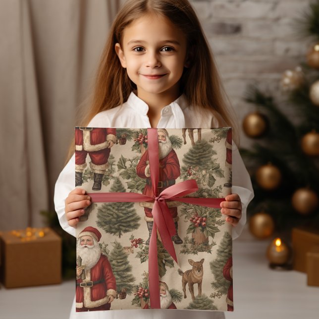 Papier Cadeau Vintage Retro Père Noël (Créateur téléchargé)