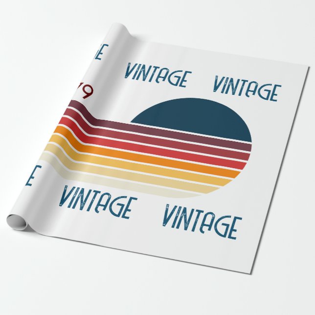 Papier Cadeau Vintage Retro Stripe Sun 1979 (Déroulé)