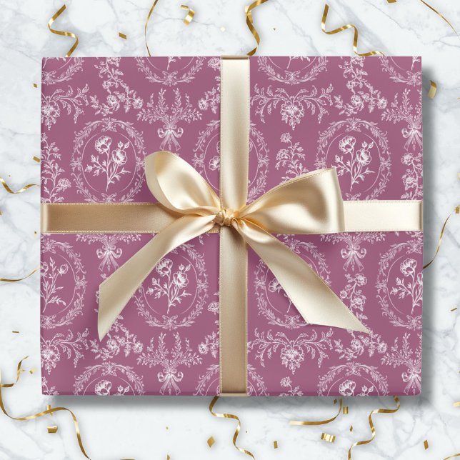 Papier Cadeau Vintage Rococo Flowers Floral Pattern (In situ)