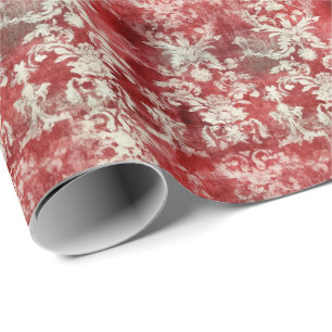 Papier Cadeau Vintage Rouge Damas Antique Ornementale Luxe