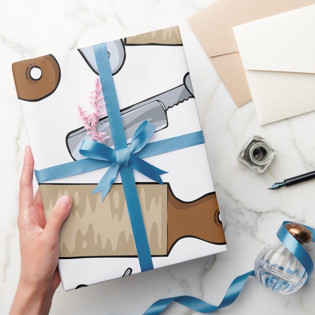 Papier Cadeau Vintage Straight Razor et Strop Barber Shop (Créateur téléchargé)