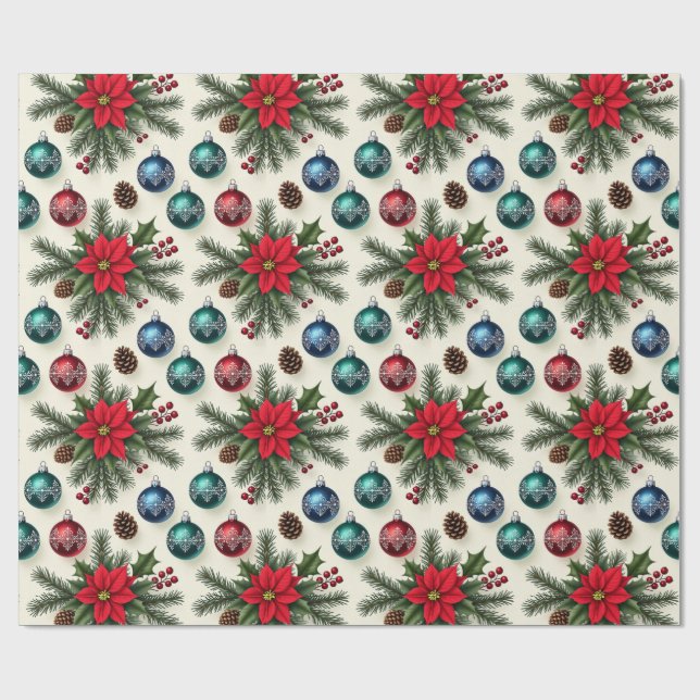 Papier Cadeau Vintage Style Retro Holiday Gift Wrap (Plat)
