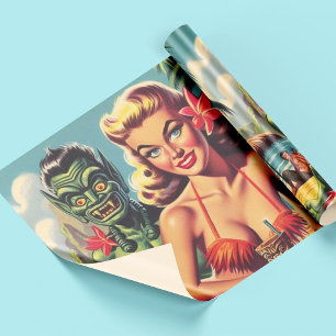 Papier Cadeau Vintage Tiki vers le haut
