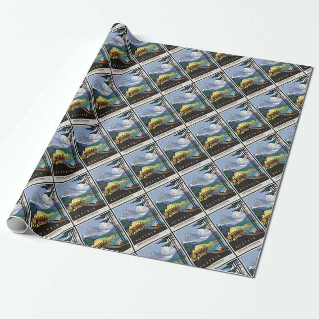 Papier Cadeau Vintage voyage Autriche (Déroulé)