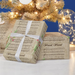 Papier Cadeau Vintage Wassail Wassail Noël Carol Script