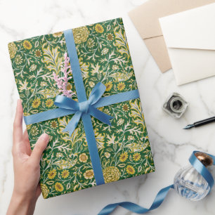 Papier Cadeau Vintage William Morris Cherwell Vert Floral Art