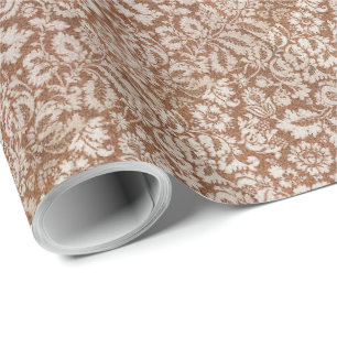 Papier Cadeau Vintage William Morris Floral vénitien Brown Blan
