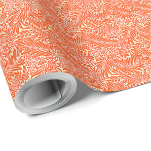 Papier Cadeau Vintage William Morris motif Floral blanc orange