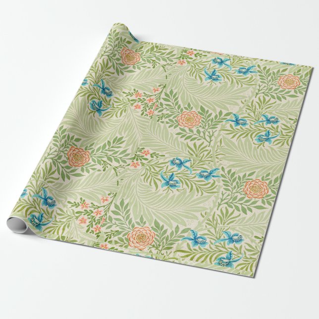 Papier Cadeau Vintage william morris vert fleuri (Déroulé)