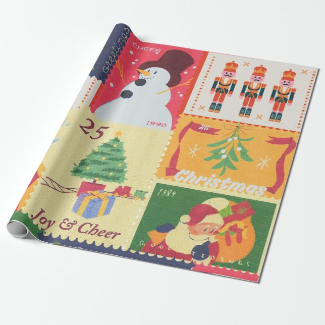 Papier Cadeau VintageChristmas Postal (Déroulé)
