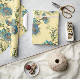 Papier Cadeau Vintages marguerites blanches et Motif de fleurs d