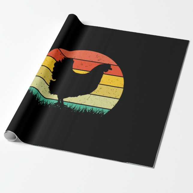 Papier Cadeau Vintaison rétro au poulet (Déroulé)