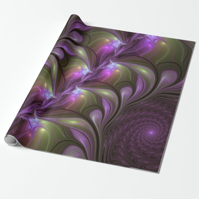 Papier Cadeau Violet Abstrait violet violet kaki fractal (Déroulé)