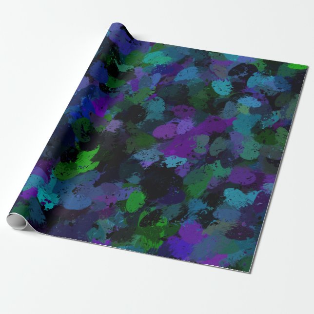 Papier Cadeau Violet, Bleu et Abstrait Noir  (Déroulé)