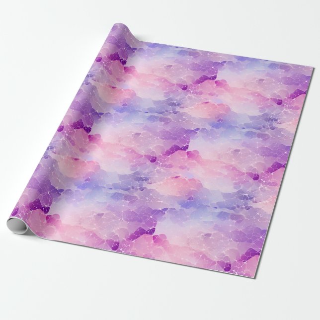 Papier Cadeau Violet, Bleu & Rose Abstrait (Déroulé)