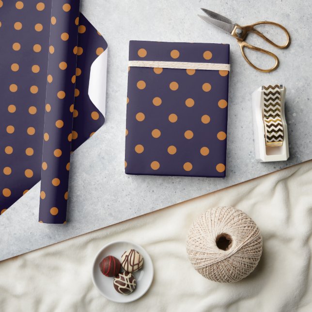 Papier Cadeau Violet + Citrouille à pois (Grand) (Artisanat)