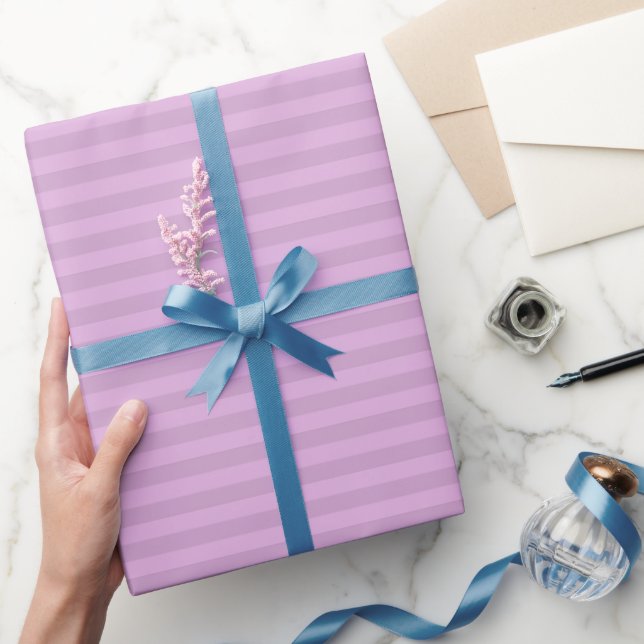 Papier Cadeau Violet Clair & Violet Gris Rayures (Cadeaux)