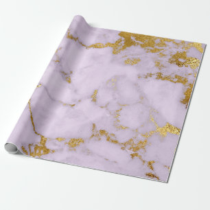 Papier Cadeau Violet doré pastel gris marbre brillant