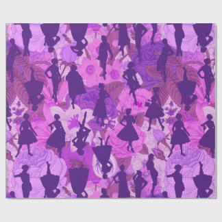 Papier Cadeau violet du milieu du siècle 1950 vintage silhouette