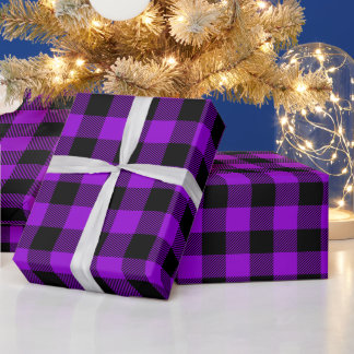 Papier Cadeau Violet foncé et damier noir buffle