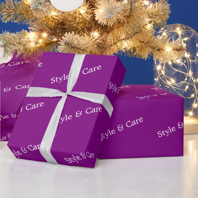 Papier cadeau violet moderne à motif de texte pers (Vacances)
