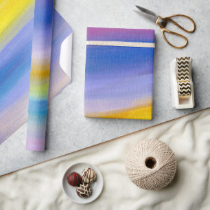 Papier Cadeau Violet Moderne et Rayon Doré Abstrait