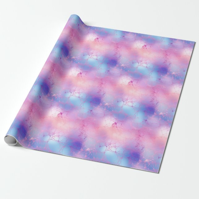 Papier Cadeau Violet pastel, Bleu & Rose Abstrait (Déroulé)