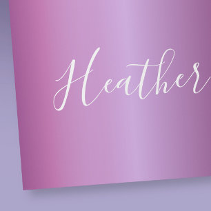Papier Cadeau Violet pourpre & écriture personnalisée blanc