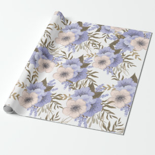 Papier Cadeau Violet romantique & Sage Botanique Floral