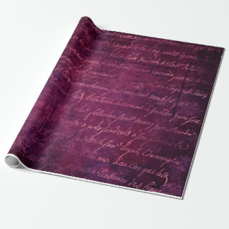 Papier Cadeau Violet rose Vintage Motif de script français