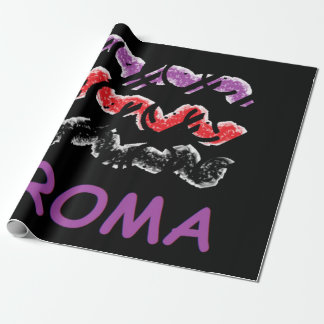 Papier Cadeau Violet rouge noir avec texte top mode funky