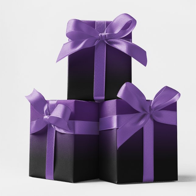 Papier Cadeau Violet Royal et Ombré Noir (Royal Purple and Black Ombre Wrapping Paper)