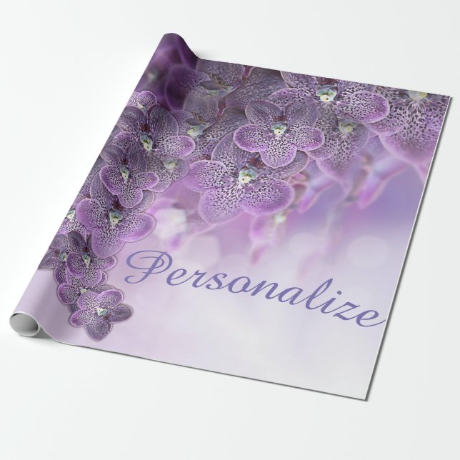 Papier Cadeau Violet Violet Fleur floraison Orchidées Enveloppem (Déroulé)