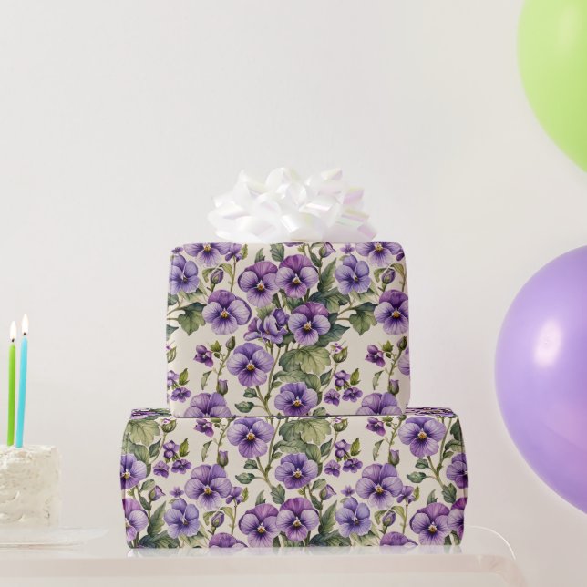 Papier Cadeau Violettes douces Floral (Cadeaux de fête)