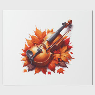 Papier Cadeau Violon dans le lit de feuilles