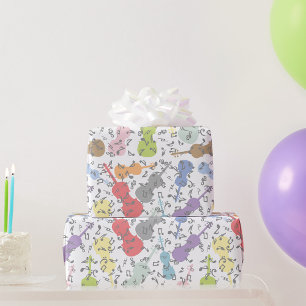 Papier Cadeau Violons Et Notes Musicales
