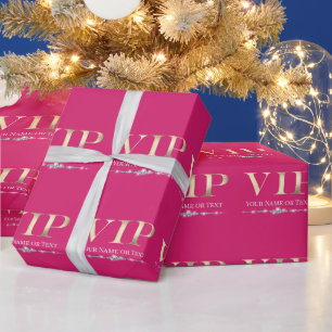 Papier Cadeau VIP or glamour sur rose chaud